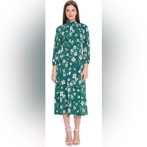Maggy London Green Floral Midi Dress